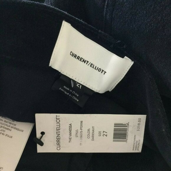 Current Elliott The Vanessa Velvet crop Straight Dark Navy Jeans Women Sz 27 NWT - Picture 8 of 11